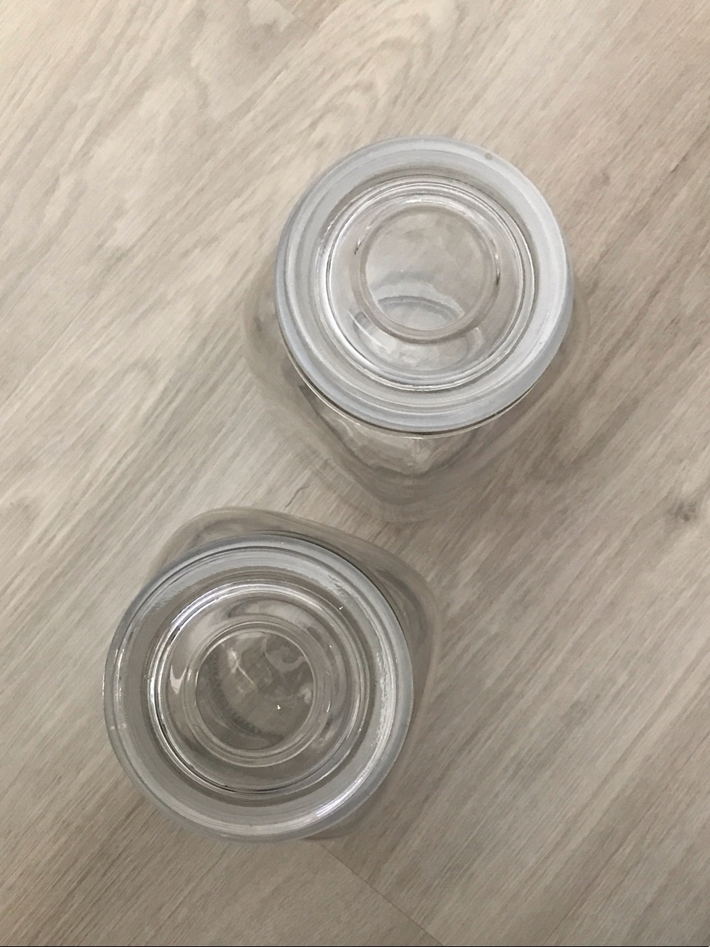 Pair of Clear Glass Storage Jars with Lids